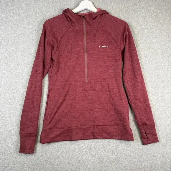 Simms Men's Size XS Insect Shield Red 1/4 Zip Pullover Fishing Shirt Long Sleeve