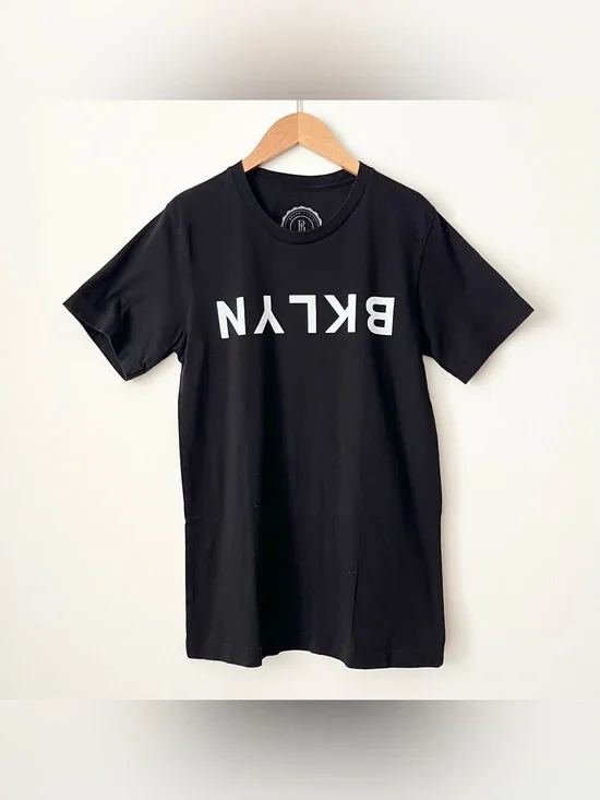BKLYN League Men's Black T-Shirt Size S 100% Cotton Brooklyn Graphic Minimalist