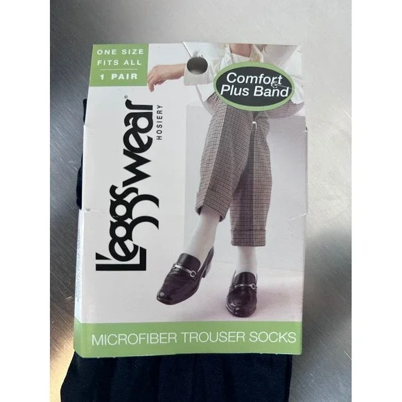 LeggsWear Hosiery Microfiber Trouser Socks Navy Blue‎ One Size Comfort NEW