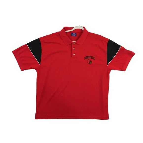 Pro Player Polo Shirt Men's Size XL Red Black‎ Louisville Cardinals Colorblock