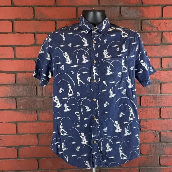 Field‎ & Stream Shirt Mens Small Blue Linen