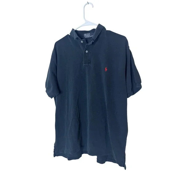 Polo Ralph‎ Lauren Polo Shirt Mens Large Blue Red Pony Logo Cotton Pique Casual