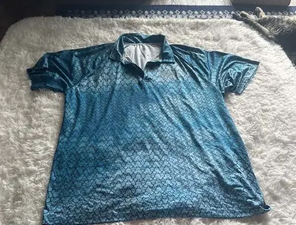 runDisney Mickey Mouse All-Over Print Performance Golf Polo Shirt Blue Large‎