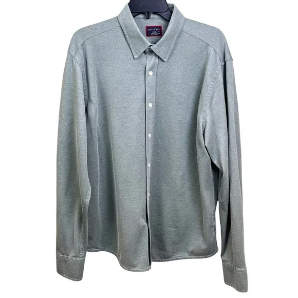 UNTUCKIT Farnese‎ Coolmax Green Long Sleeve Button Stretch Golf Shirt Size Large
