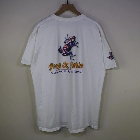 Vintage 90s Frog & Firkin Tucson Arizona Pub T-Shirt XL White Graphic Union Jack
