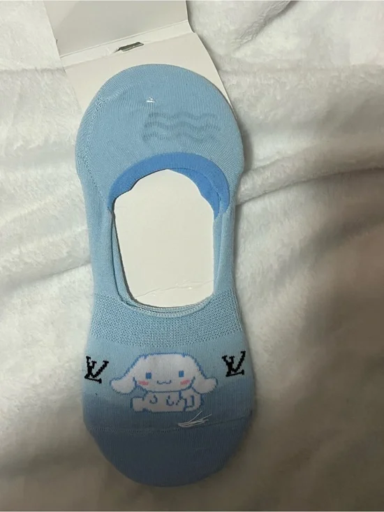 Light Blue No-Show One Piece Socks with Cute Character