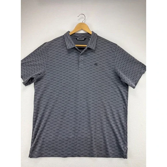 TravisMathew Polo Shirt‎ Mens XXL Gray Patterned Short Sleeve Golf Top