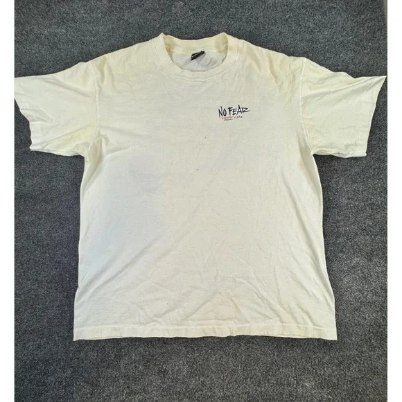 Vintage No Fear Basketball Is Not A Game Graphic T-Shirt XL Cream 90s Streetwear