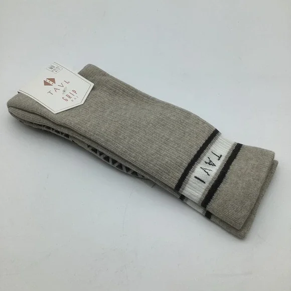Tavi Grip Kai‎ Crew Socks Shitake Heather Yoga Pilates Barre Size Medium New