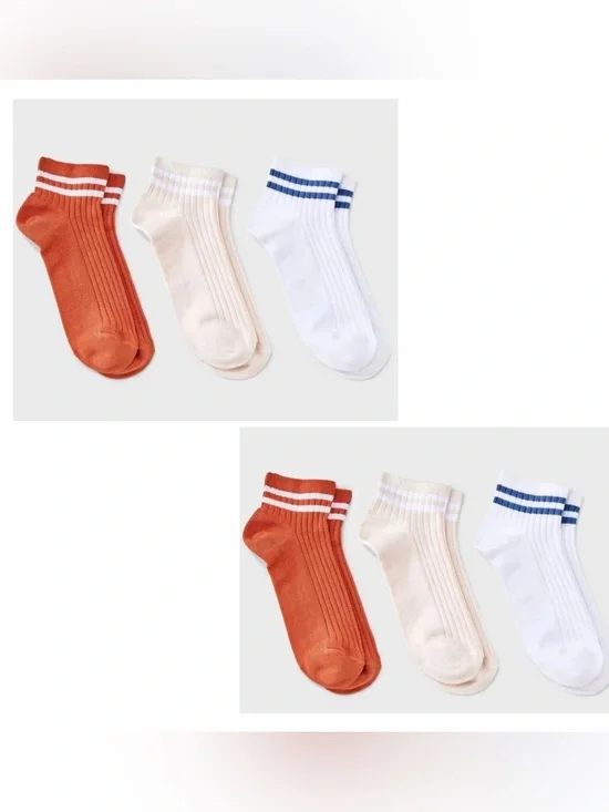 Women's Varsity Striped Ribbed 3pk Ankle Socks - {Bundle of 2}