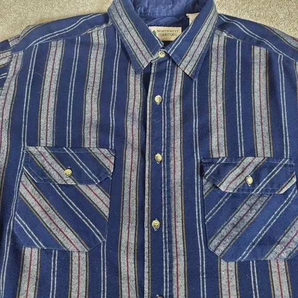 Vintage Northwest Territory Flannel Shirt Men's Size XLT Long Sleeve Striped‎