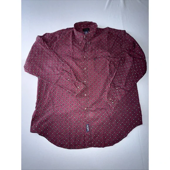 Duck Head Shirt Men's XL Red w/ Print Long Sleeve 100% Cotton Collared Pocket‎