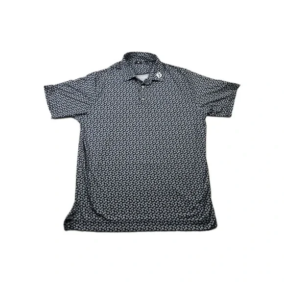 FootJoy Black White Floral Golf Polo LOGO Lightweight Stretch Size Xlarge XL‎
