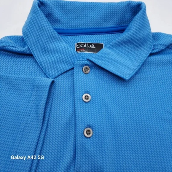 Bolle Men's Blue Textured Polo Shirt Short Sleeve Size‎ Medium
