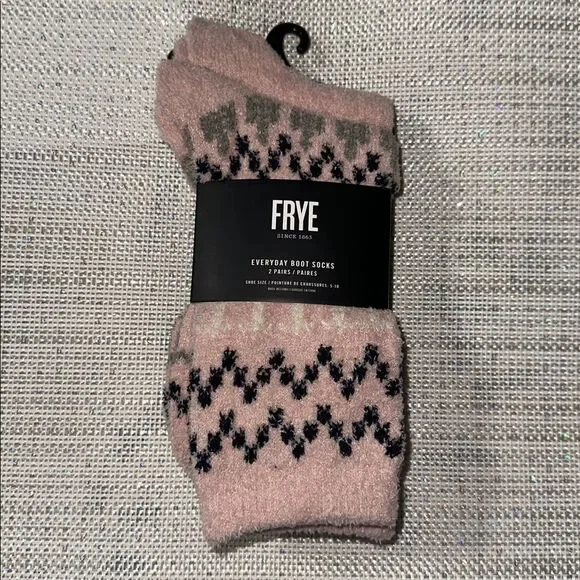 FRYE 2 Pk Pink Navy Ivory Super Soft Everyday Boot Socks