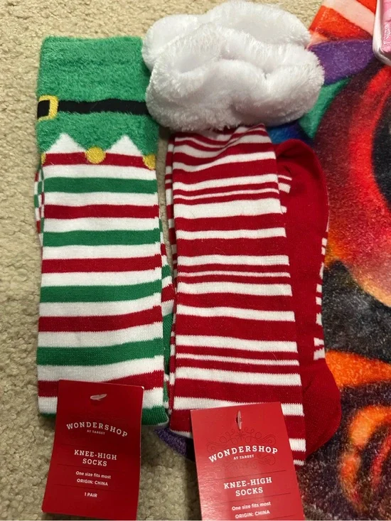 Bundle Wondershop womens/teens Festive Knee-High Socks - Red, Green, White