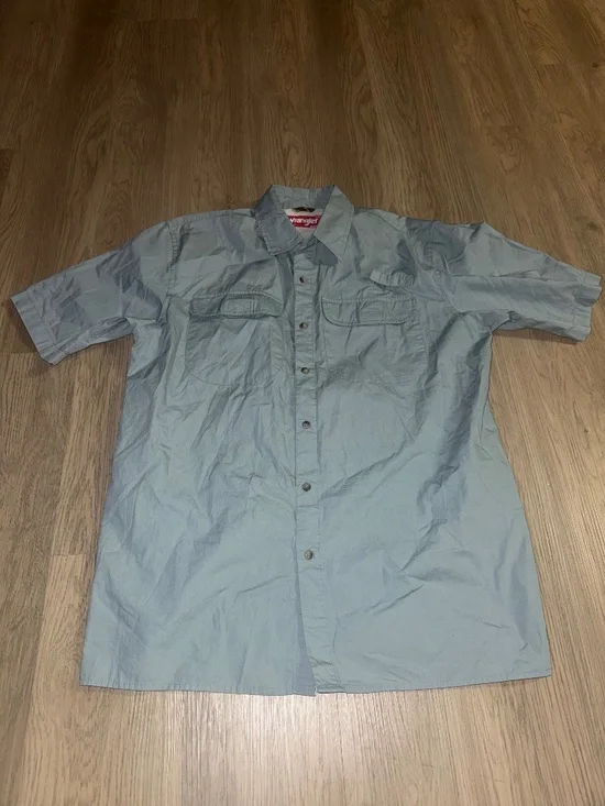 Wrangler Outdoor Utility Fishing Shirt Mens Blue‎ Performance Button Up Gorpcore