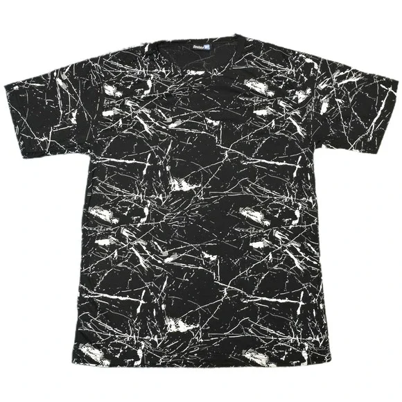 Deebka Abstract Splatter Graphic TShirt Mens LG Black White Excellent Cotton (B)