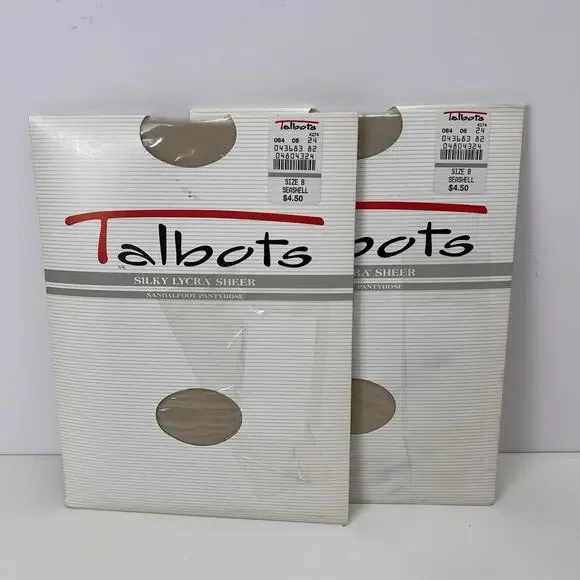 Talbots Sz B Seashell Silky Lycra Sheer Control Top Pantyhose 2 Pairs