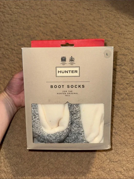 Hunter Gray and Cream Boot Socks