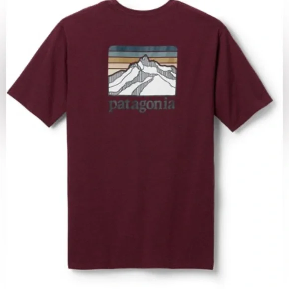 PATAGONIA Men's Line Logo Ridge‎ Pocket Responsibili- Tee Barn Red XL