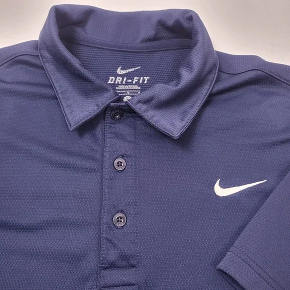 Nike‎ DRI-FIT Activewear Polo Shirt Mens Large Blue Short Sleeve