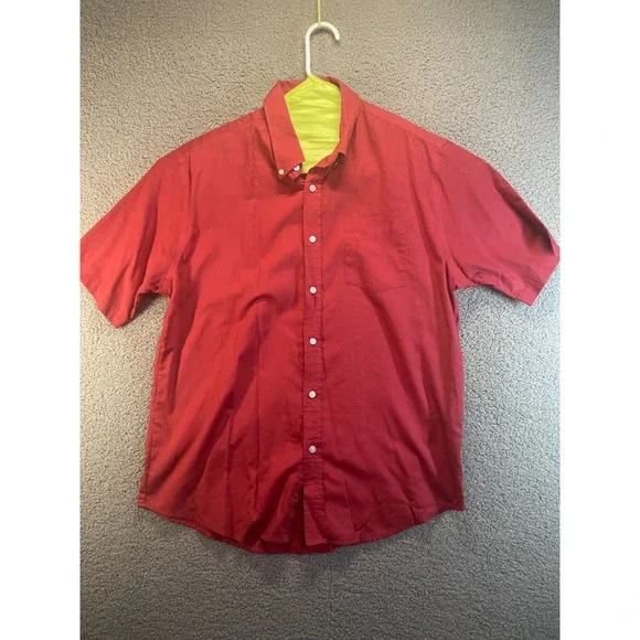 Croft & Barrow‎  Short Sleeve Shirt Men's Large Red Casual preppy