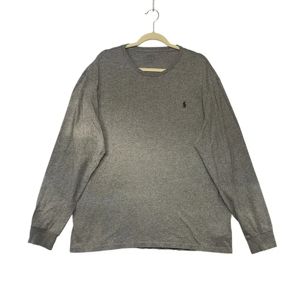 Polo Ralph Lauren Mens XL Gray Heather Long Sleeve Crew Neck Cotton T-Shirt Pony