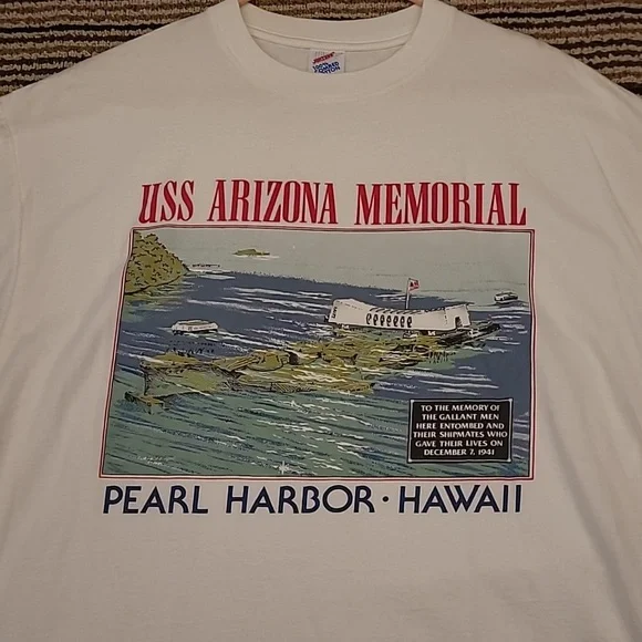 USS ARIZONA Pearl Harbor Memorial Ship USA Mens‎ XL Short Sleeve T Shirt