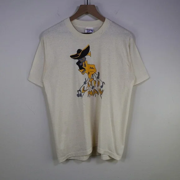 Vintage 1988 Latin Image Band T-Shirt XL Houston Texas Music Tejano Cream Cotton
