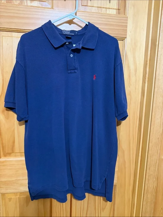 Polo by Ralph Lauren Navy Short Sleeve Polo with Red Pony Embroidery, Size XL
