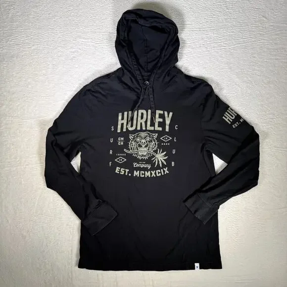Hurley Mens Long Sleeve Tshirt Hoodie S Grunge Skate Surf Y2K Vintage Streetwear