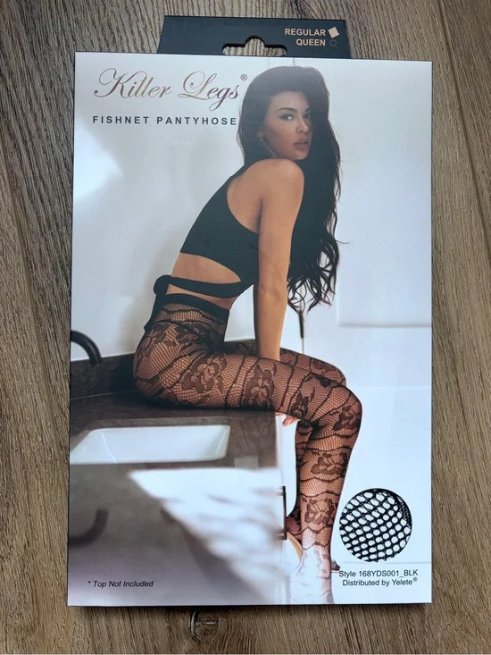 Killer Legs Black Fishnet Floral Pantyhose