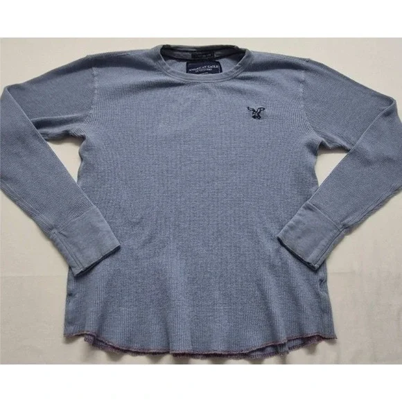 American‎ Eagle men's blue Thermal pullover long sleeve shirt sz. M Cotton