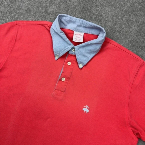Brooks Brothers Polo Mens Medium Pink Performance Polo Original‎ Contrast Collar