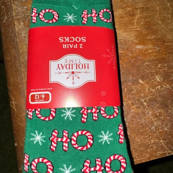 Holiday Time Red and Multicolor Striped Socks