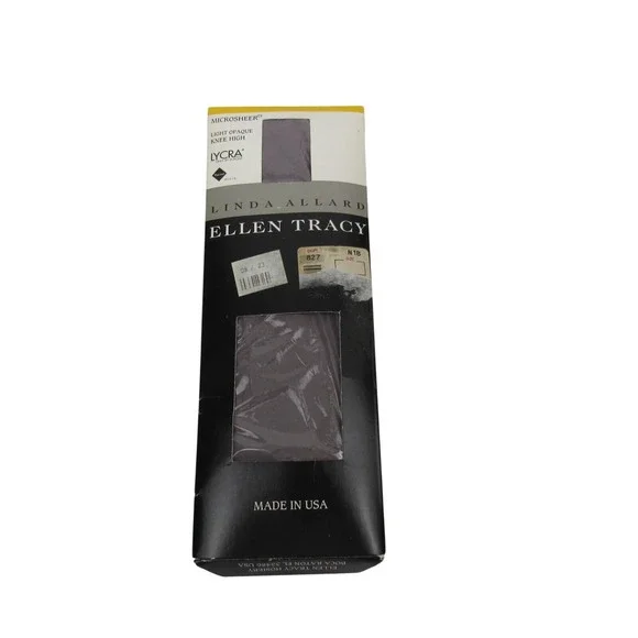 Ellen Tracy Microsheer Light Opaque Knee High Socks Lycra Spandex Made in USA‎