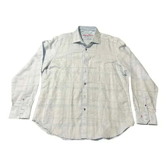 Robert Graham Shirt Mens XL Light Blue Geometric Pattern Classic Fit Long Sleeve