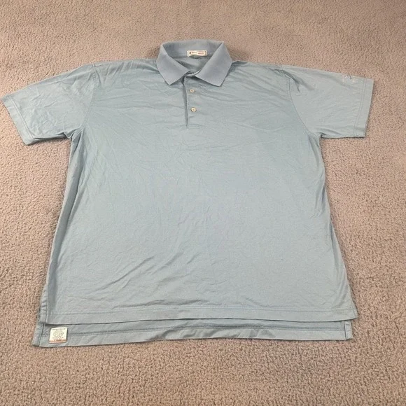 Peter Millar Polo Shirt Mens Medium Blue 100% Cotton Brook Hollow Golf Club