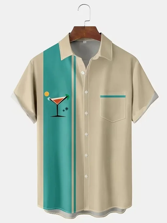 Vintage Men's Button-Up Shirt XXL Short Sleeve Bowling Hawaiian Beach Vacation