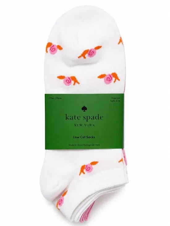 Kate Spade Low Cut Socks Snails, Pink & Gray - 3 Pack NWT