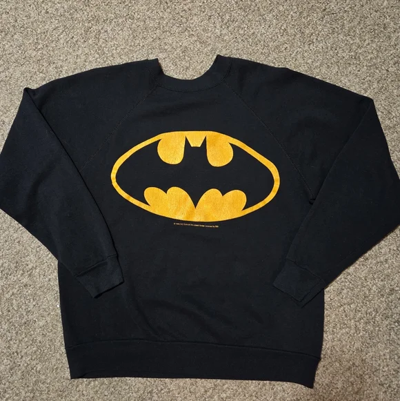 Vintage 1964 Batman DC Comics Crewneck Sweatshirt Men's Sz M/L  Black WORN‎ THIN