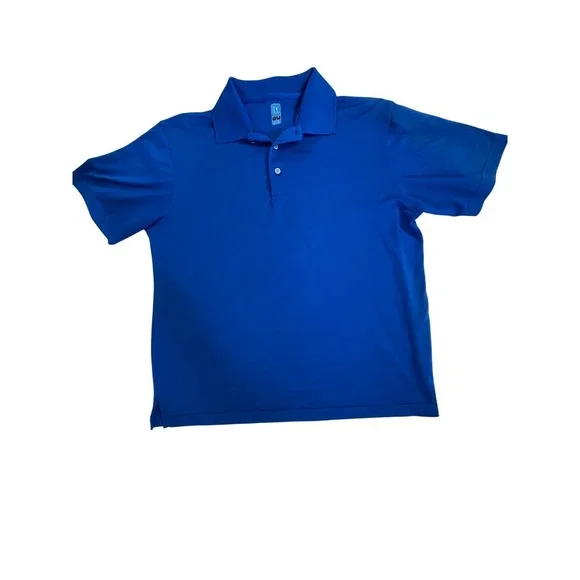 PGA Tour Mens Blue Performance Golf Polo Shirt Large Textured‎ Breathable