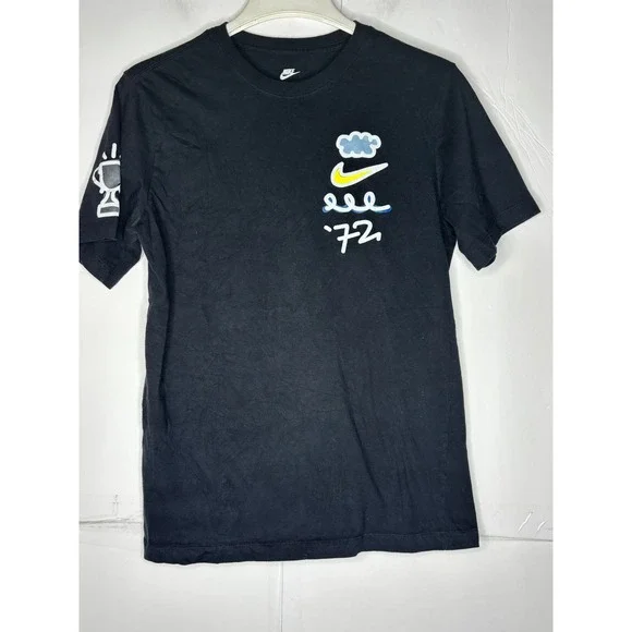 Nike Mens Black Graphic T-Shirt‎ Short Sleeve Doodle Art '72 Trophy Small