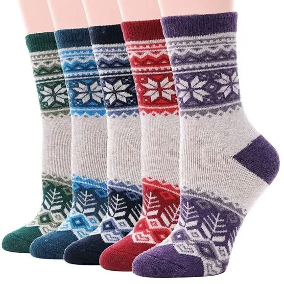 Winter Pattern Merino Wool Blend Socks