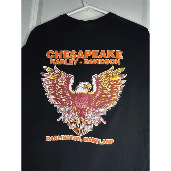 Vintag Y2k Harley Davidson‎ Motorcycle Chesapeake Maryland Eagle T-Shirt
