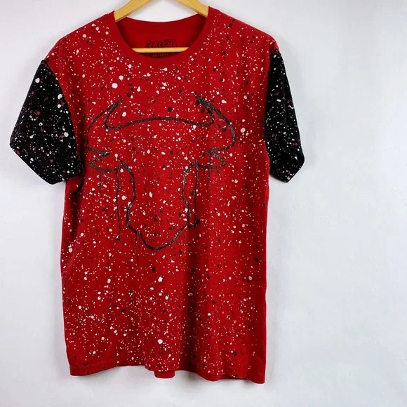 Fresh Laundry Tee Shirt Large Paint‎ Splatter Red Black Chicago Bulls