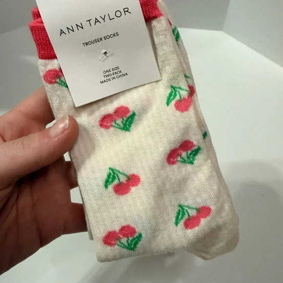 Ann Taylor Striped‎ Socks with Pink Accents