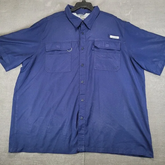 Habit‎ Mens 3XL Blue Short Sleeve Fishing Shirt UPF 40 Solar Factor Ventilated