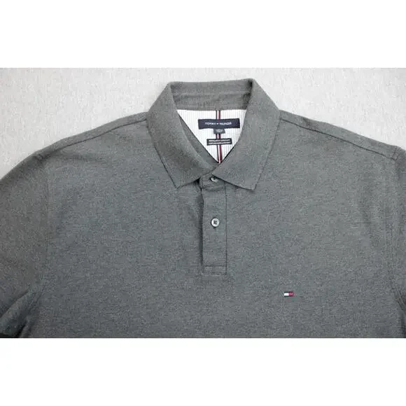 Tommy‎ Hilfiger Polo Mens XL Gray Regular Fit Stretch Cotton Blend